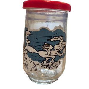 Welchs Glass Jar Looney Tunes 8 Collector Series 1994 Road Runner Coyote LID Vtg